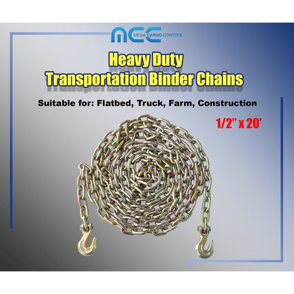 Tie 4 Safe 1/2" x 20' Transport Chain, WLL: 4,700 lbs TCG70-12